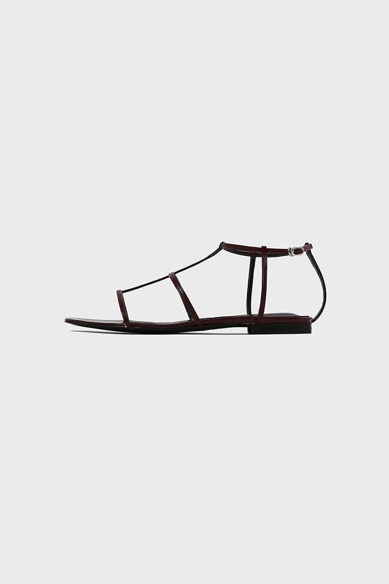 Strap Flat Sandals_Burgundy